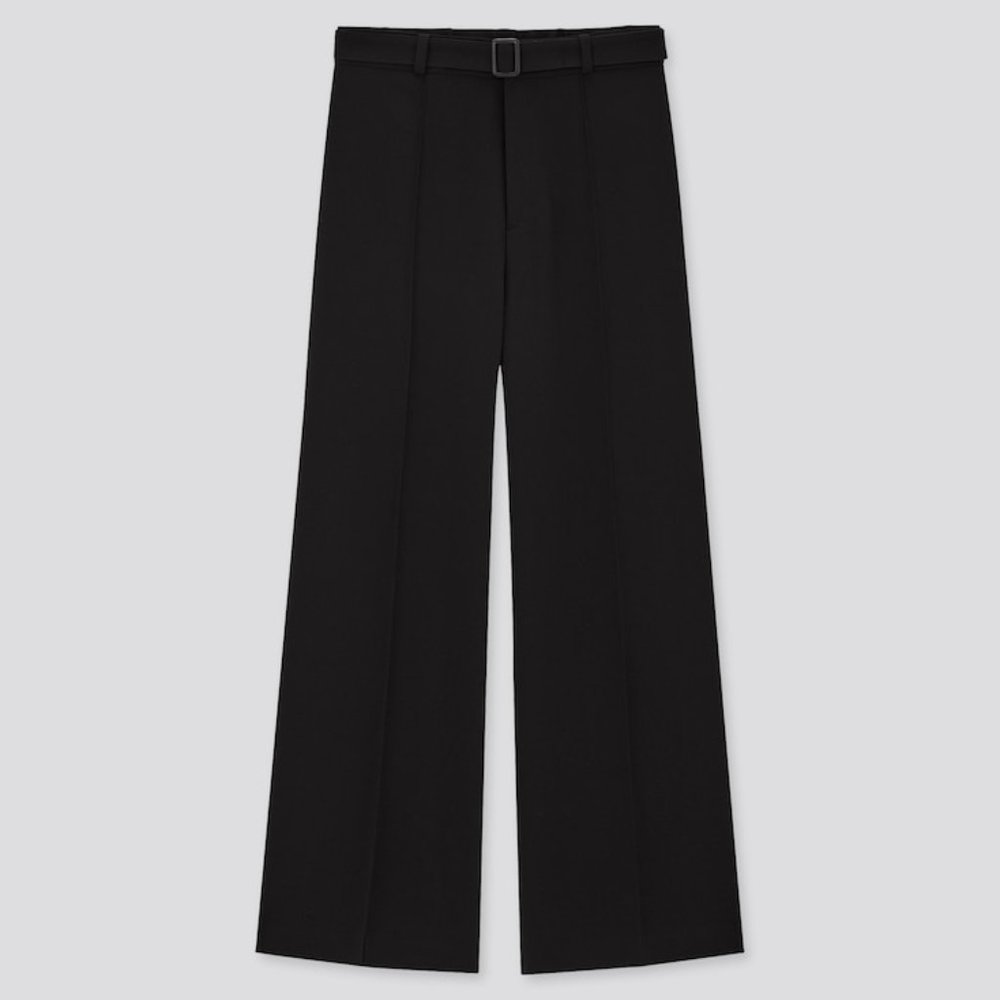 Uniqlo Woman Wide Leg Belted Pants (Black, S)